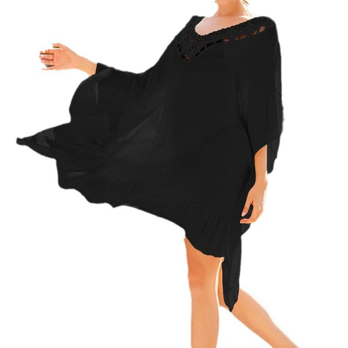 Damen Strandtunika mit elegantem Häkelbesatz und fließendem Schnitt R&B