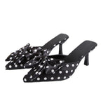 Damen elegante Mules mit verspieltem Punkte-Design und stilvollem Schleifenakzent R&B