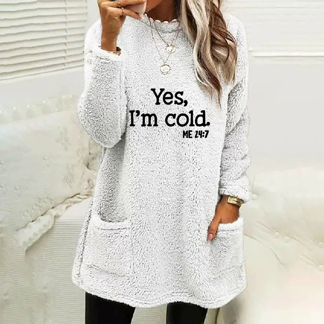 R&B | Übergröße Sweatshirt Doppelseitiges Fleece Buchstabenprint Seitentaschen Langarm