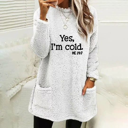 R&B | Übergröße Sweatshirt Doppelseitiges Fleece Buchstabenprint Seitentaschen Langarm