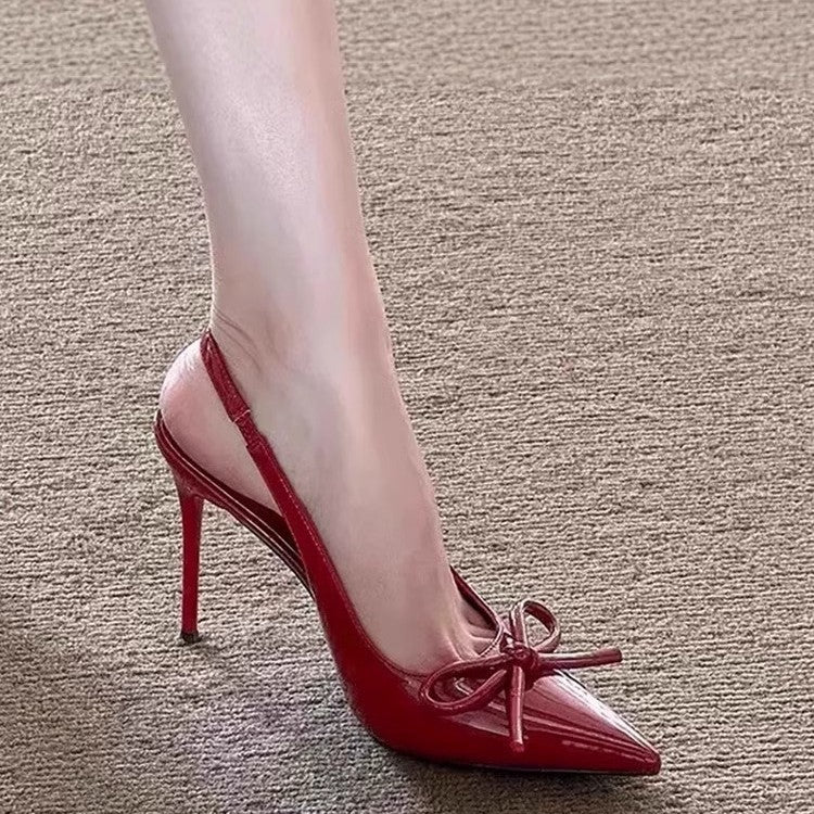 Damen stilvolle Slingback-Heels mit eleganter Schleifenverzierung R&B