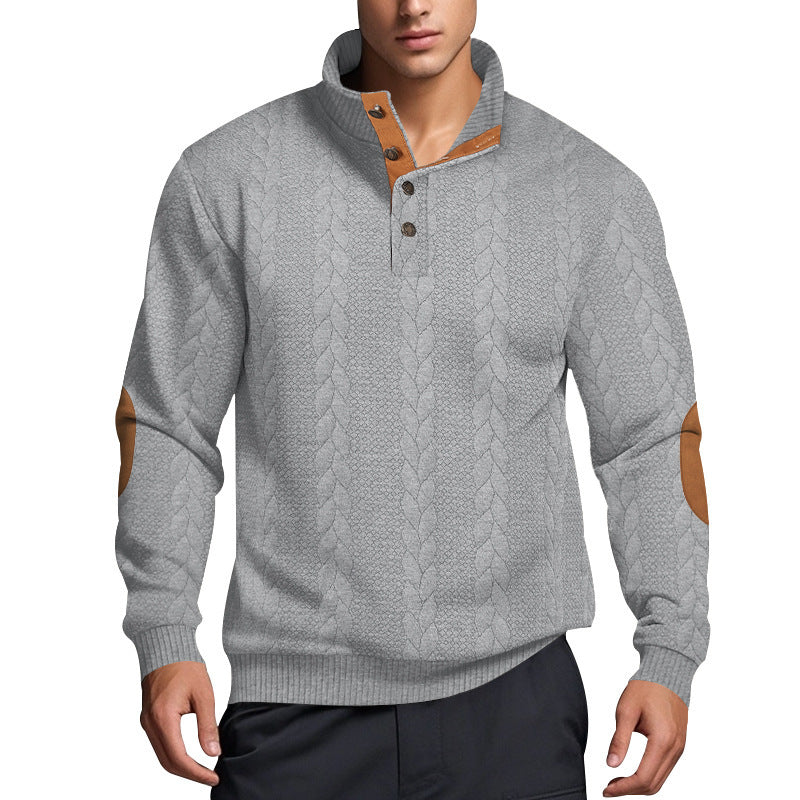 Herren Strickpullover mit hohem Kragen und strukturiertem Muster R&B