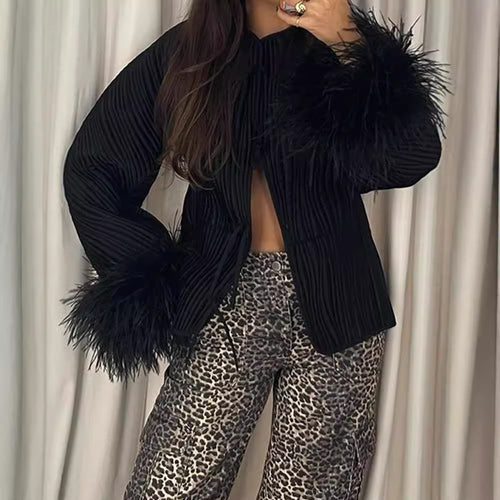 Damen Jacke mit Volantdetails und plissierter Struktur R&B