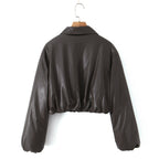 Damen Kunstleder Bikerjacke im lässigen Cropped-Design R&B
