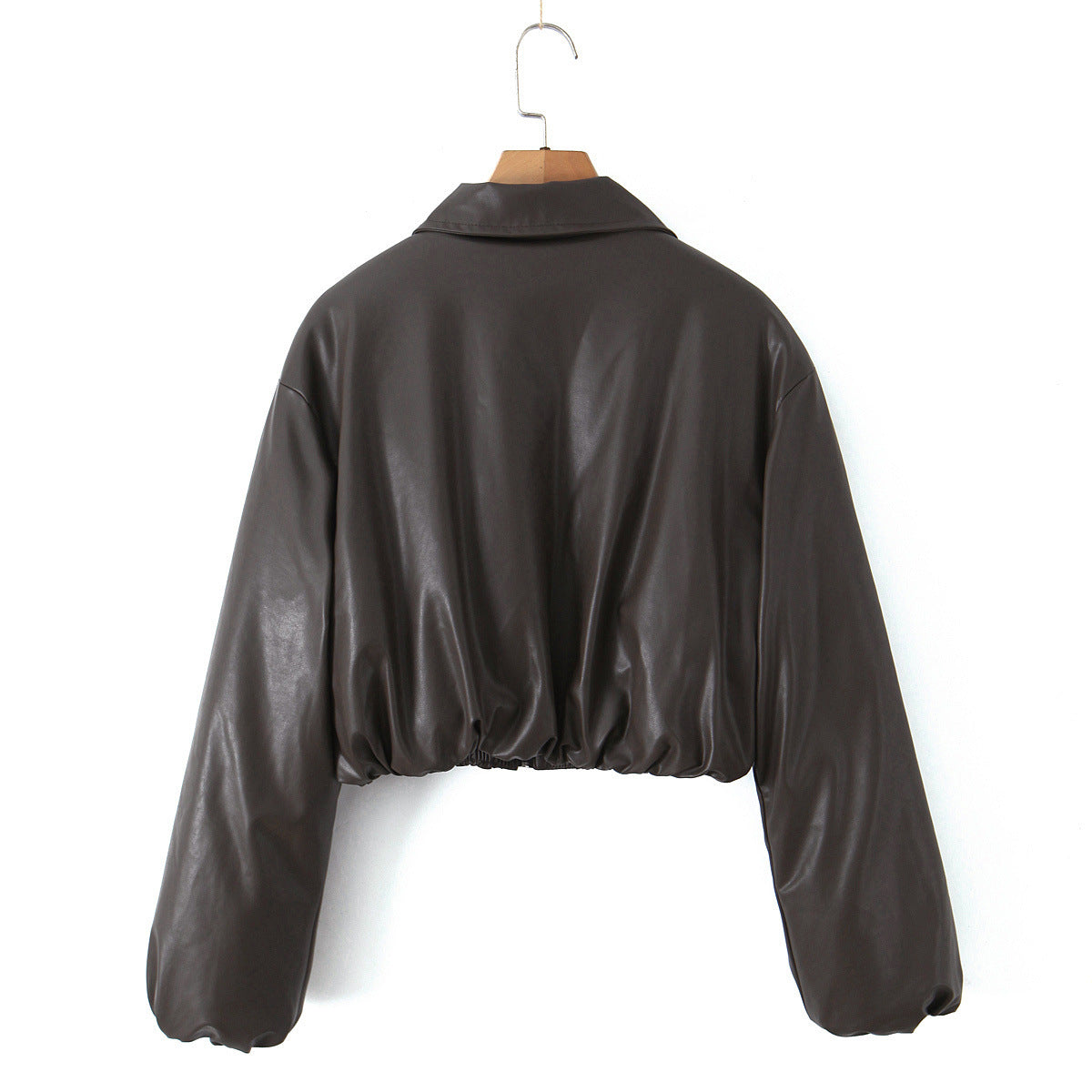 Damen Kunstleder Bikerjacke im lässigen Cropped-Design R&B
