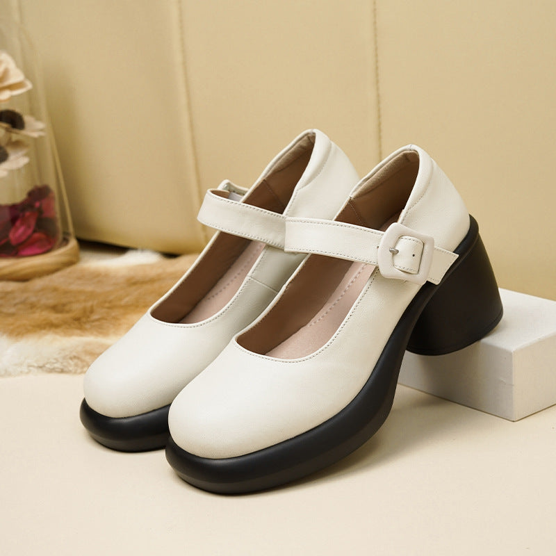 Damen Mary Jane Schuhe mit modischem Riemen und komfortablem Blockabsatz R&B
