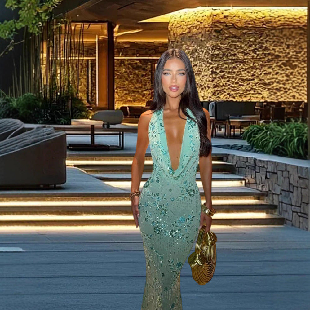 Damen Elegantes Maxikleid mit raffiniertem Drapierungsdesign und floralem Muster R&B