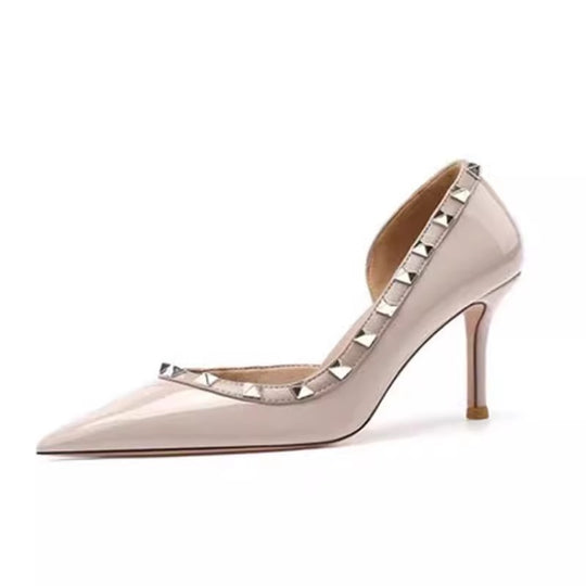Damen Slingback High Heels mit spitzem vorderem Design und metallic Akzenten R&B