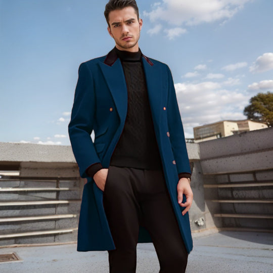 Herren Eleganter, taillierter Wollmantel R&B