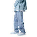 Herren lockere Denim-Jeans im Vintage-Stil mit hoher Taille R&B