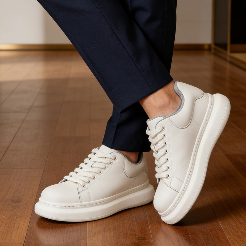 Damen Komfortable Leder Sneakers mit dicker Sohle R&B