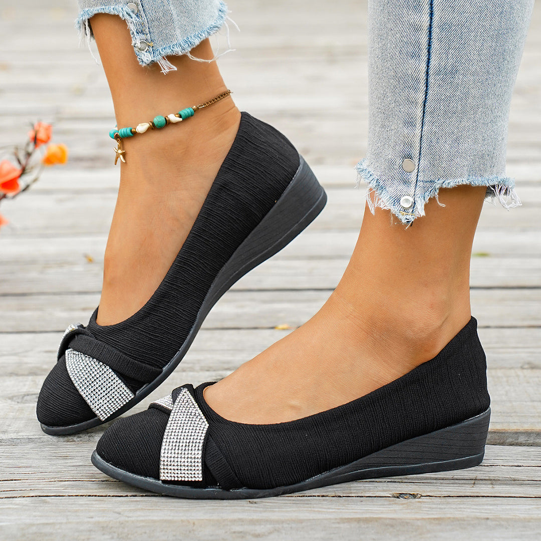 Damen Wedge-Ballerinas mit funkelnden Applikationen und komfortablem Fußbett R&B