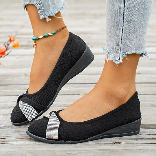 Damen Wedge-Ballerinas mit funkelnden Applikationen und komfortablem Fußbett R&B