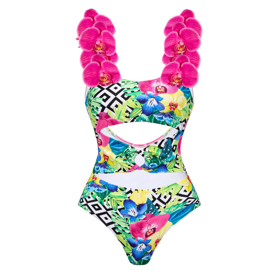 Damen Blumenmuster Badeanzug und Rock Set R&B