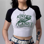 Damen Crop-Top mit motivierendem Schriftzug und lässigem Schnitt R&B