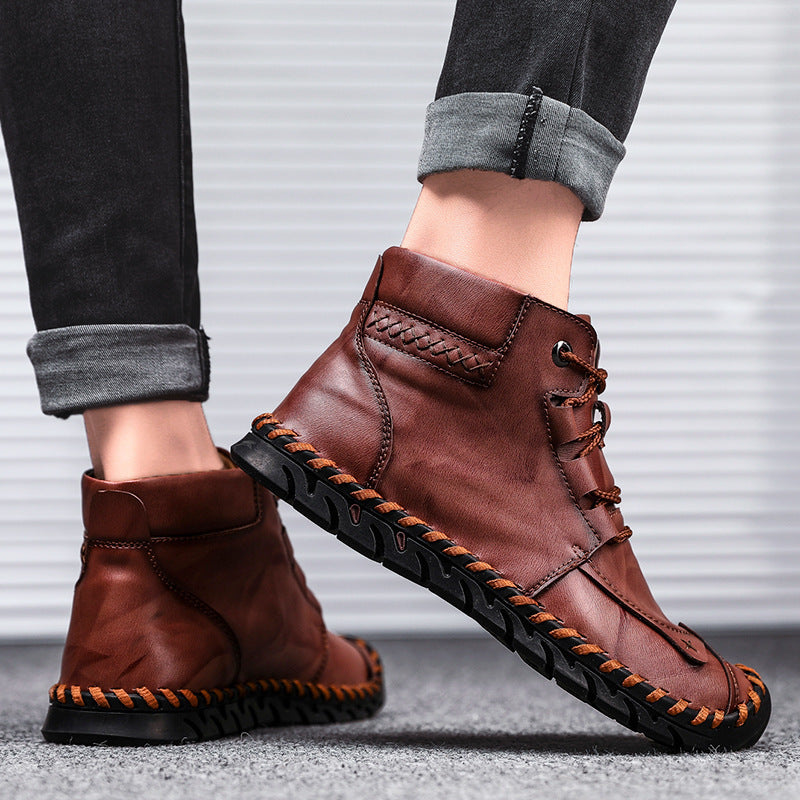 Damen elegante und bequeme Lederstiefeletten R&B