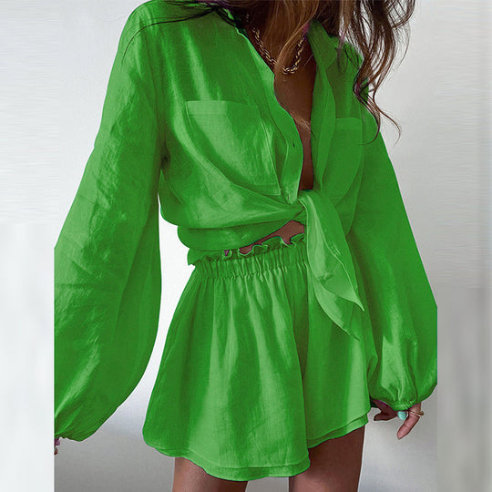Damen lässige und elegante Bluse mit Shorts R&B