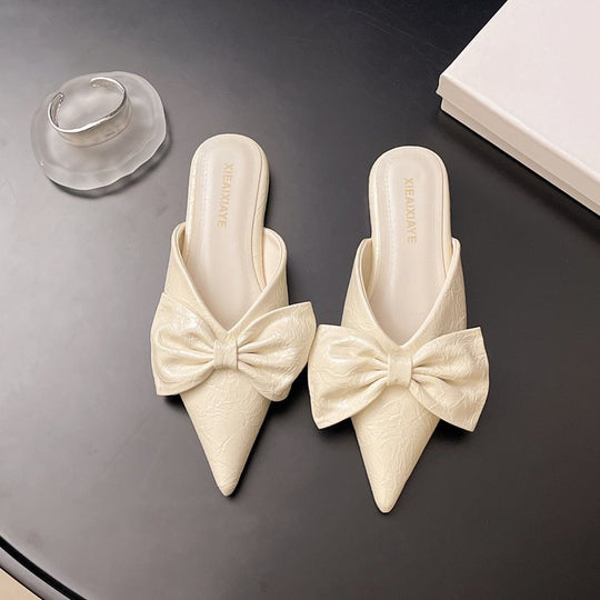 Damen elegante Mules mit verziertem Schleifenakzent R&B