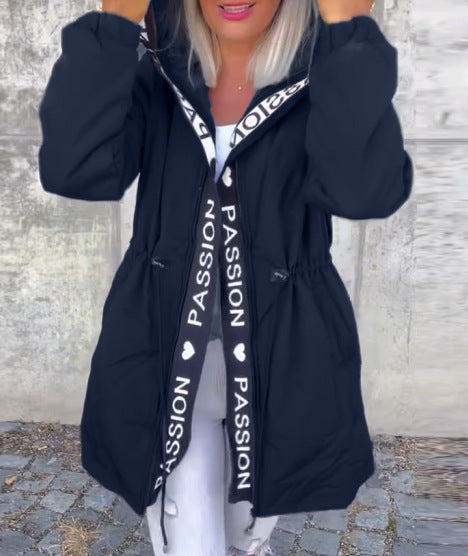 Damen nan Kapuzenparka mit Tunnelzugtaillierung und Logoband-Reißverschluss R&B