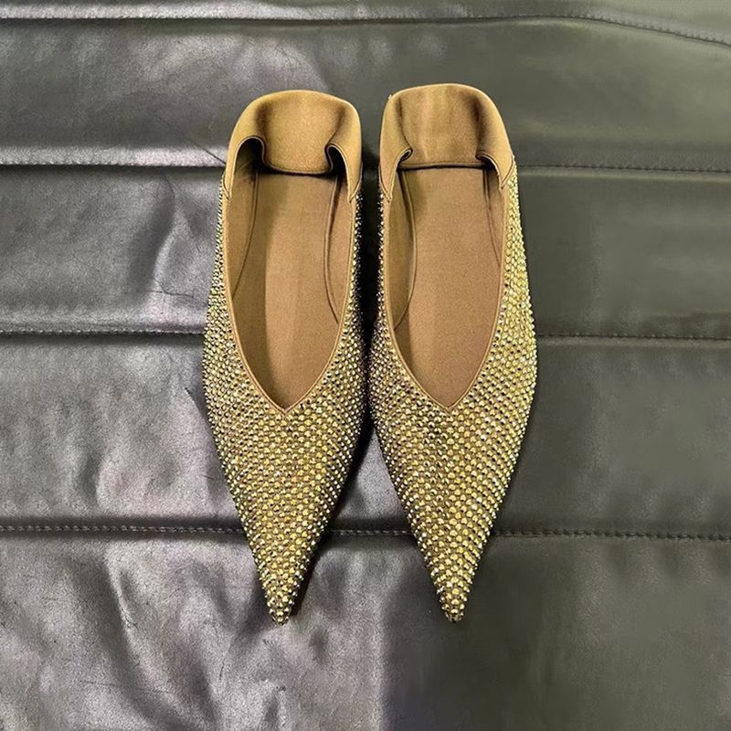 Damen elegante spitze Ballerinas mit glitzerndem Strassdesign R&B