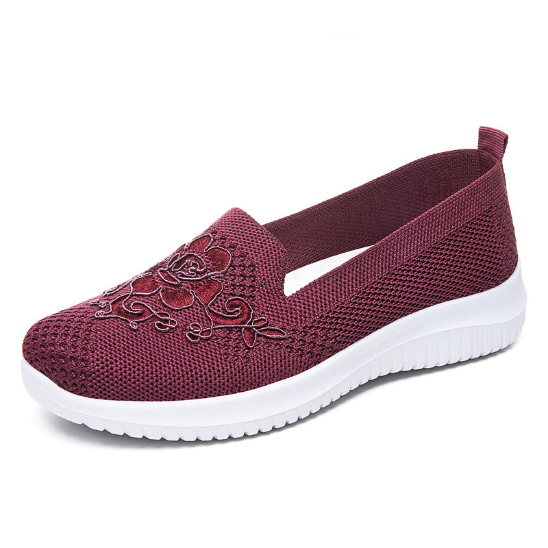 Damen Bequeme Slip-On Sneakers mit floralen Stickereien R&B