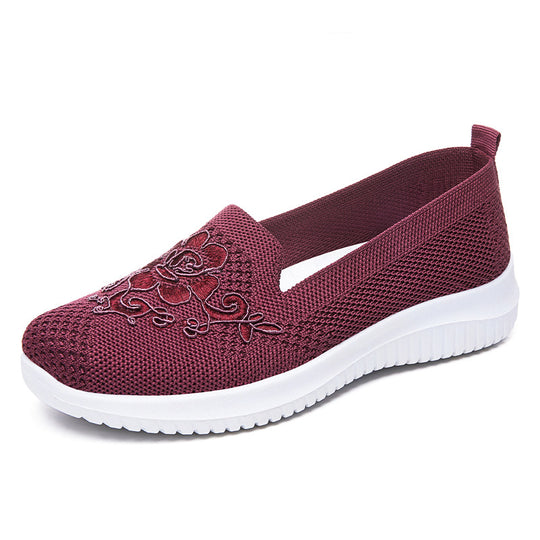 Damen Bequeme Slip-On Sneakers mit floralen Stickereien R&B