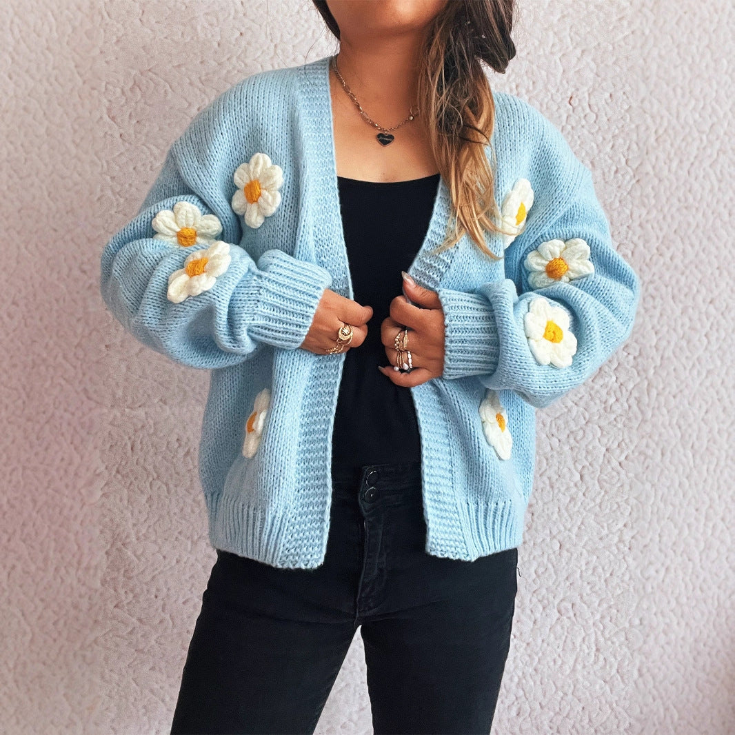 Damen Strickjacke mit floralem Design und lässiger Passform R&B