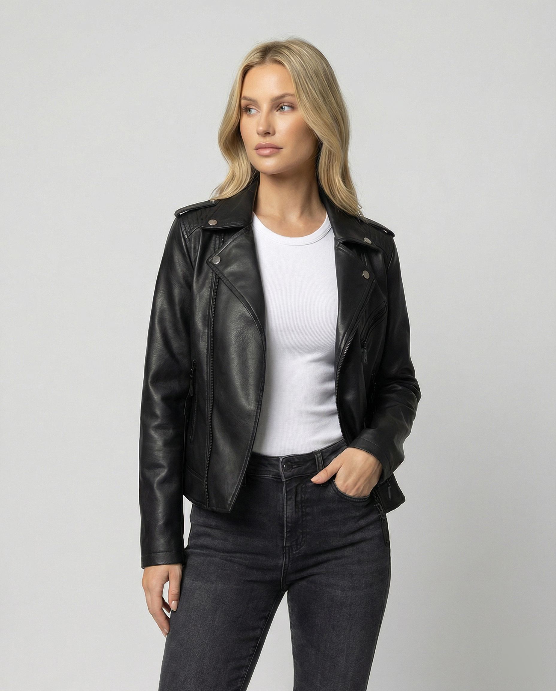 Steppjacke Damen Übergang mit Ziernähten und Reißverschlüssen