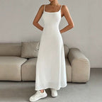 Damen Maxikleid mit zarten Trägern und raffinierter Rippstruktur R&B