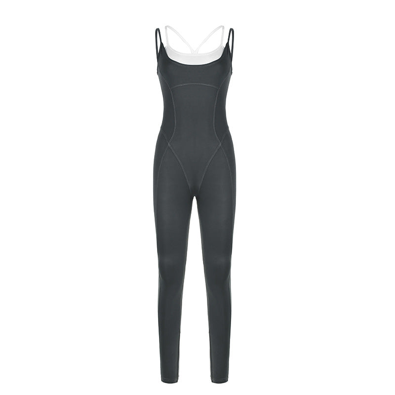 Damen Figurbetonter Jumpsuit mit Trägern und asymmetrischem Saum R&B