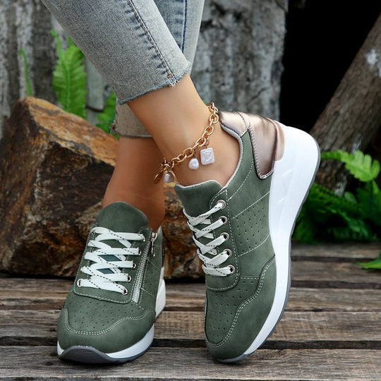 Damen sportliche Sneakers mit elegantem Reißverschluss und hohem Komfort R&B