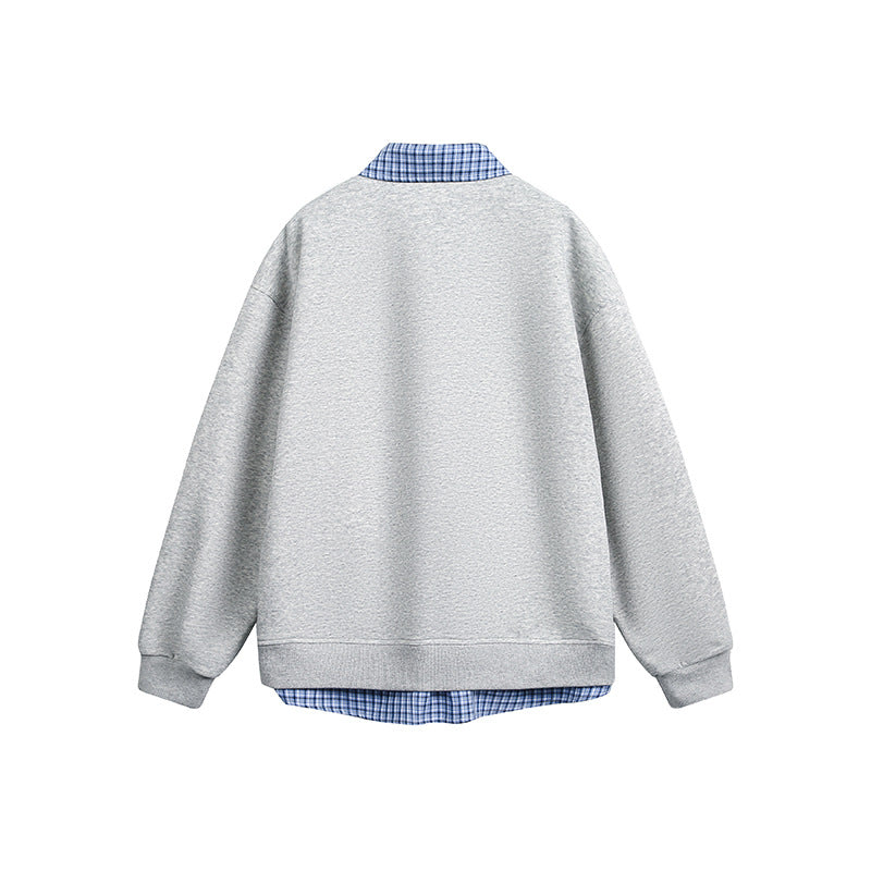 Damen Lässiger Oversized Kapuzenpullover mit Hemdkragen R&B