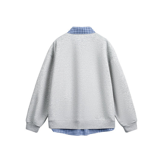 Damen Lässiger Oversized Kapuzenpullover mit Hemdkragen R&B