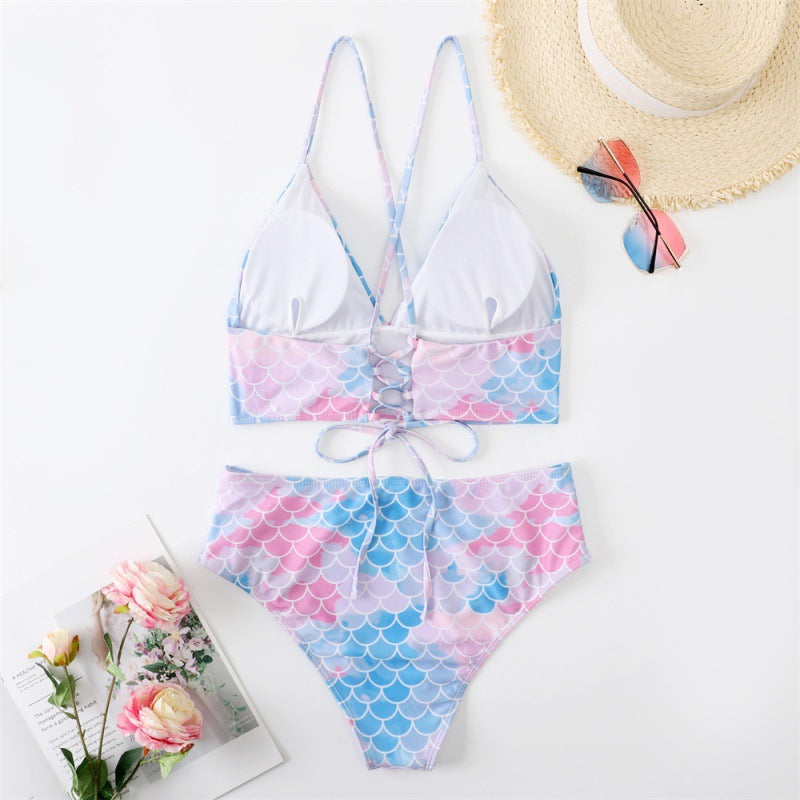 Damen Bikini-Set mit verstellbaren Trägern und modischem Schuppendesign R&B