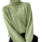 Damen Strickpullover mit hochgeschlossenem Kragen und strukturiertem Rippdesign R&B