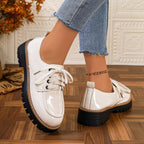 Damen Modische und robuste Schnürschuhe mit glänzender Oberfläche R&B