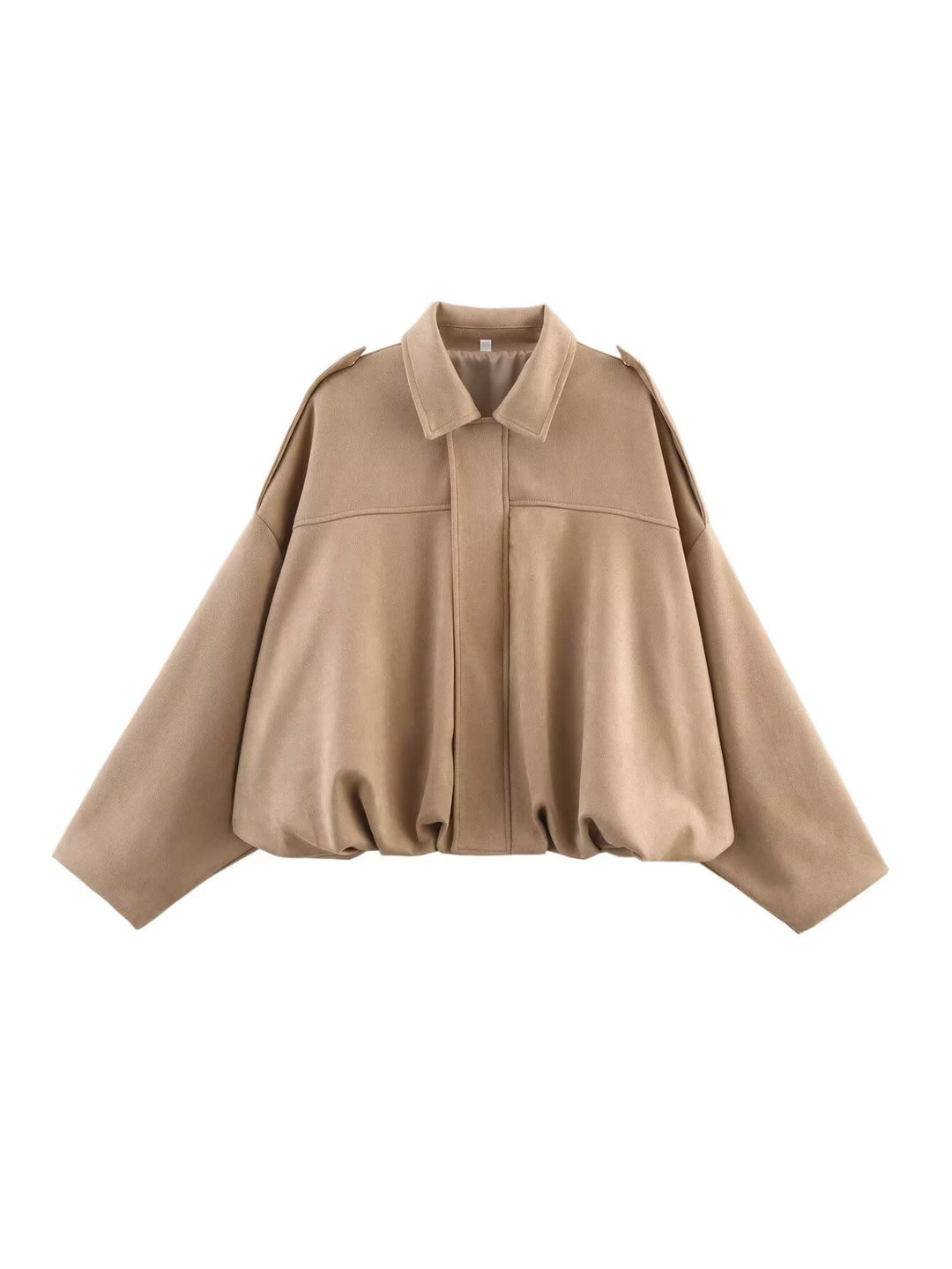 Damen nan weite Kurzjacke mit Ballonbund, verdecktem Verschluss und Schulterklappen R&B