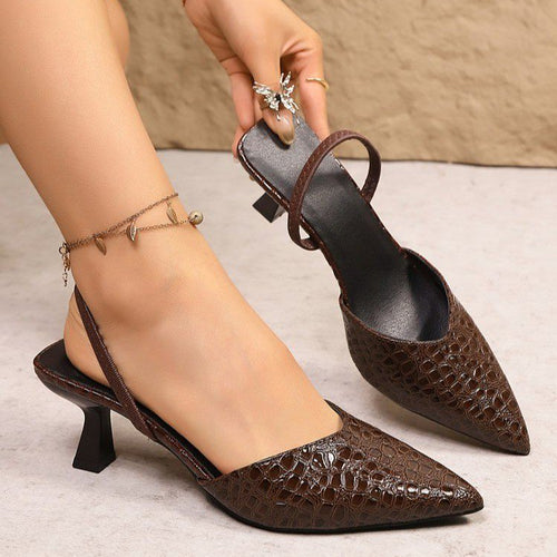 Damen elegante Slingback-Pumps mit spitzem Zehenbereich und komfortablem Absatz R&B