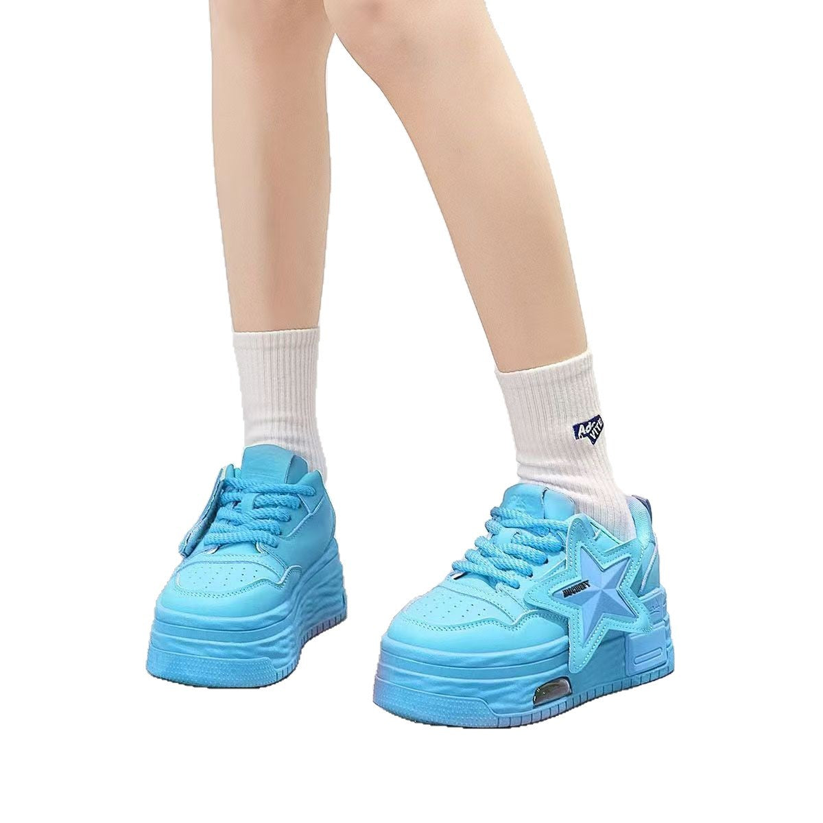 Damen Sportliche Plateausneaker mit einzigartiger Sternapplikation