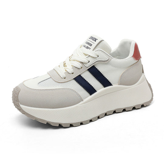 Damen modische Plateau-Sneaker mit atmungsaktiver Oberflächenstruktur und hoher Laufsohle R&B