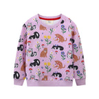 Mädchen Sweatshirt mit buntem Tier- und Blumenmuster R&B