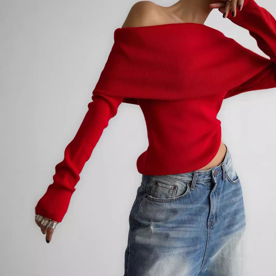 Damen Off-Shoulder Strickoberteil mit elegantem Schnitt R&B