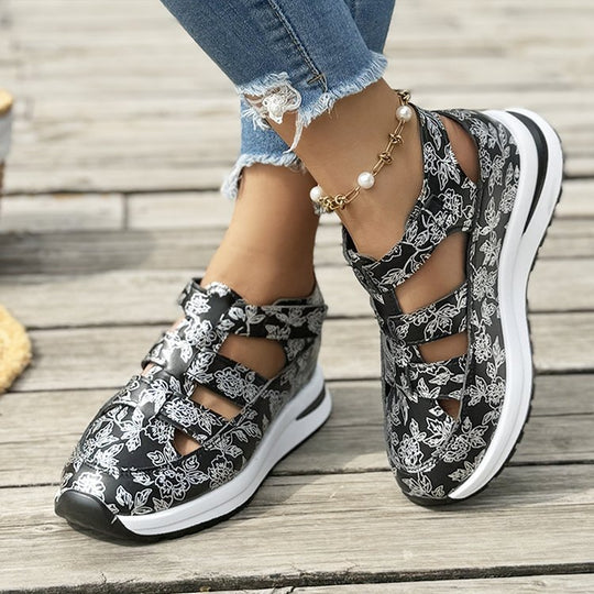 Damen Sportliche Freizeitschuhe mit floralem Design und rutschfester Sohle R&B