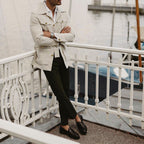 Damen Lässige Streifenjacke mit praktischen Taschen und modischem Revers R&B