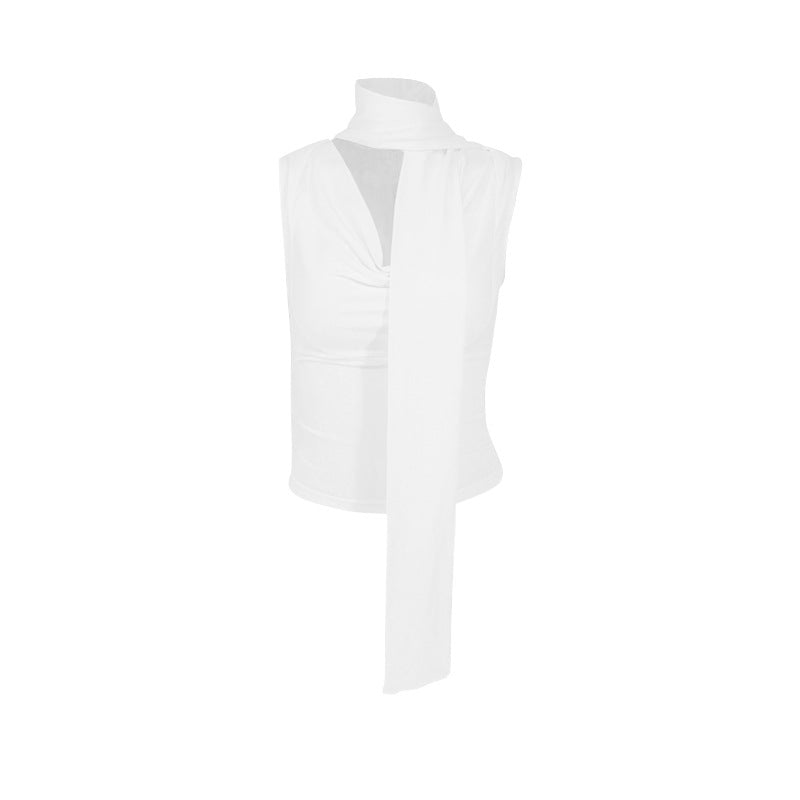 Damen Elegantes Oberteil mit modischem Schal-Design EB