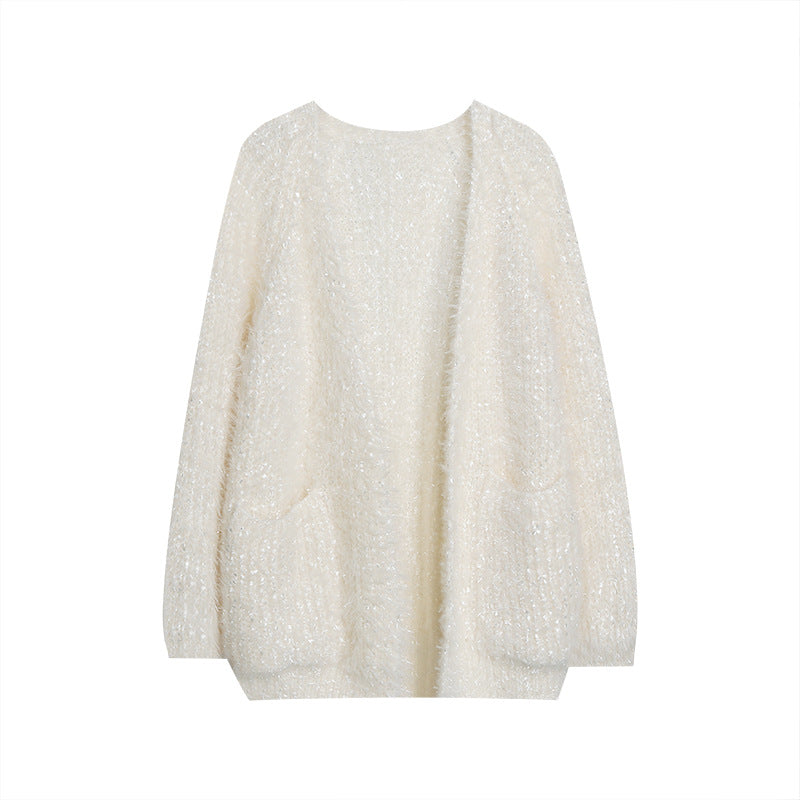 Damen glitzernde Strickjacke im modernen Casual-Look R&B