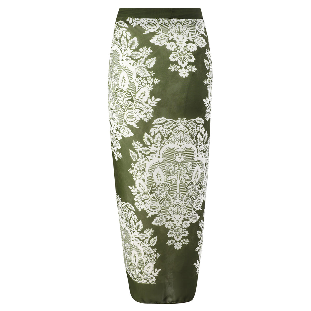 Damen Badeanzug mit modischem Wickelrock und floralem Design R&B