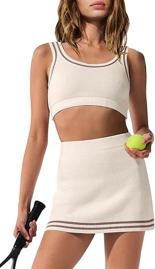 Damen Sport-Set mit figurbetontem Crop-Top und Minirock R&B