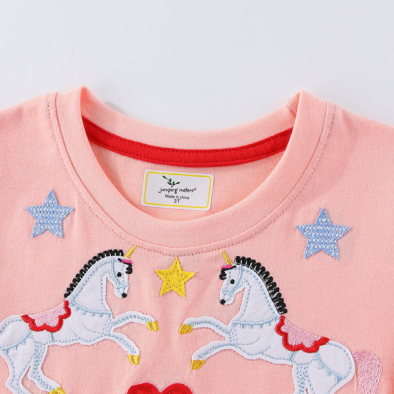 Mädchen Sommerkleid mit buntem Einhornmotiv und fröhlichen Applikationen R&B