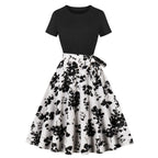 Damen Elegantes Spitzen-Kleid mit kontrastierendem Oberteil und fließendem Rock